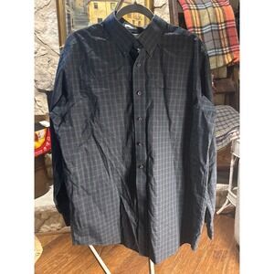 LLBean Mens L Tall Wrinkle Resistant Plaid Button Down Shirt Long Sleeve Cotton